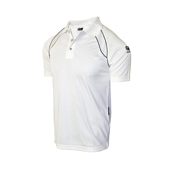 GM 7205 (White With Navy Trim) Half Sleeve Cricket Tshirt